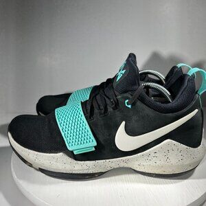 Nike PG 1 Paul George Mens Size 10.5 Basketball Shoes Black Aqua Green Sneakers